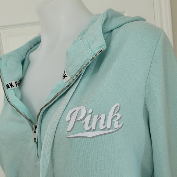 PINK Victoria's Secret 1/4 Zip Pull Over Hoodie S EUC Mint Vintage - Picture 3 of 15